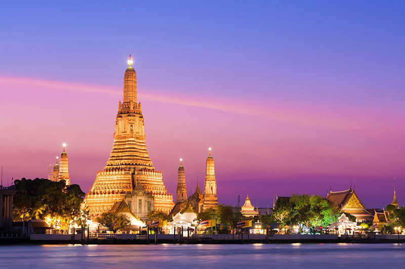 Chao Phraya river at sunset in Bangkok Thailand