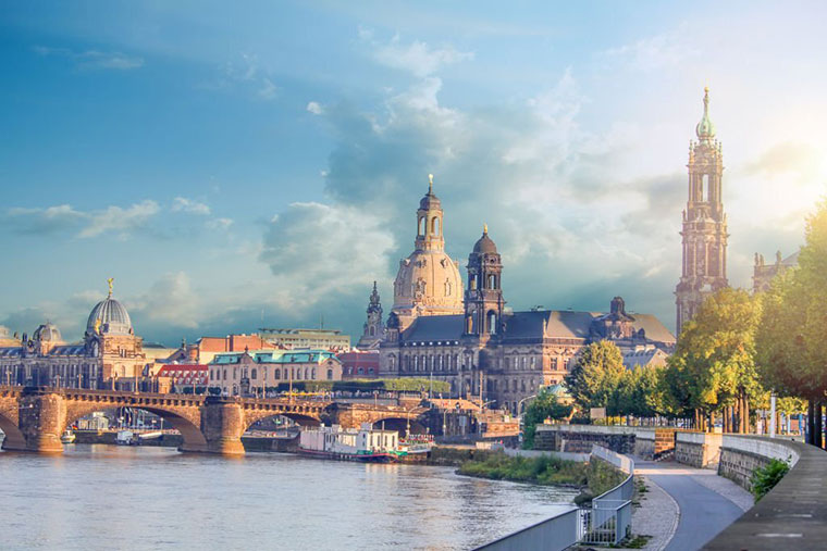 Cityscape Of Dresden At Elbe River