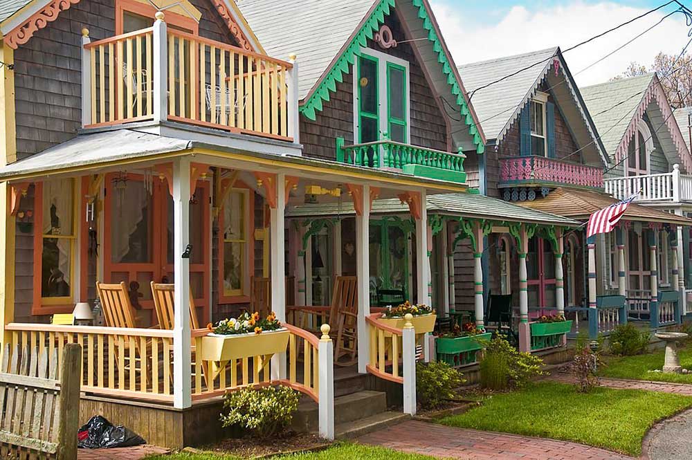 Colorful cottages on Marthas Vineyard Massachusetts