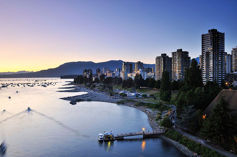 Summer sunset at English Bay