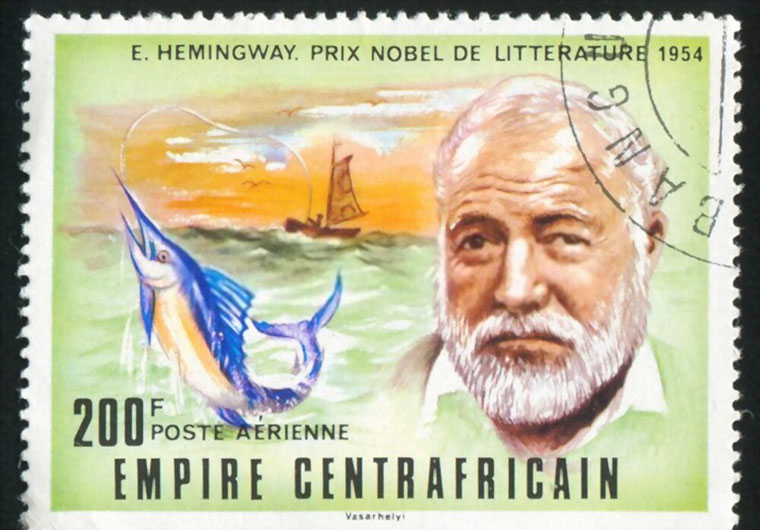 stamp printed by Central African Republic Ernest Hemingway