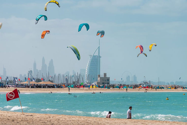 Kite Surfing in Arabian City Dubai in December