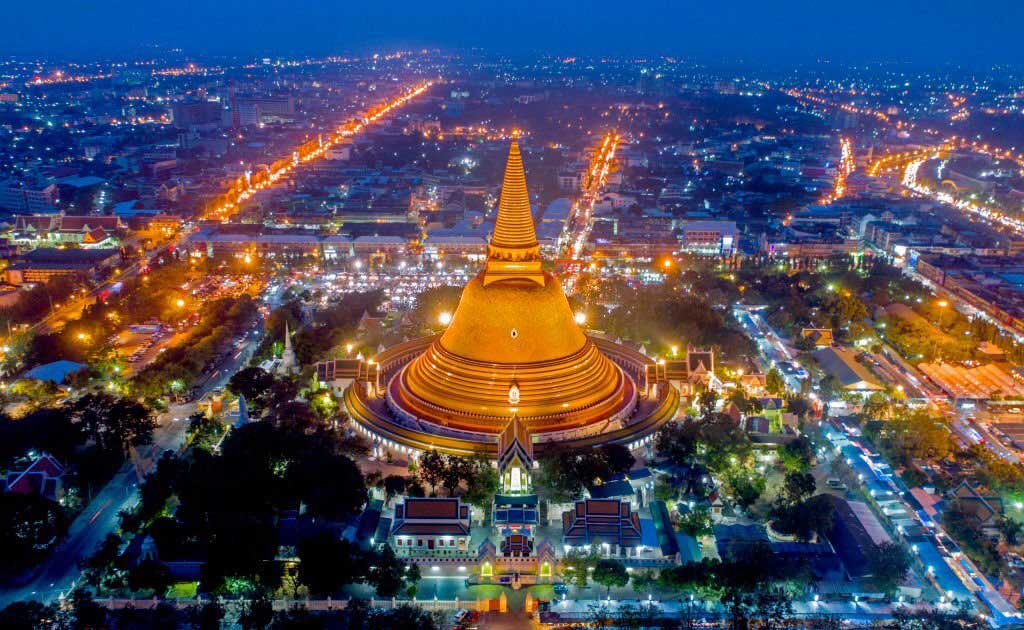 Large golden pagoda Thailand Bangkok